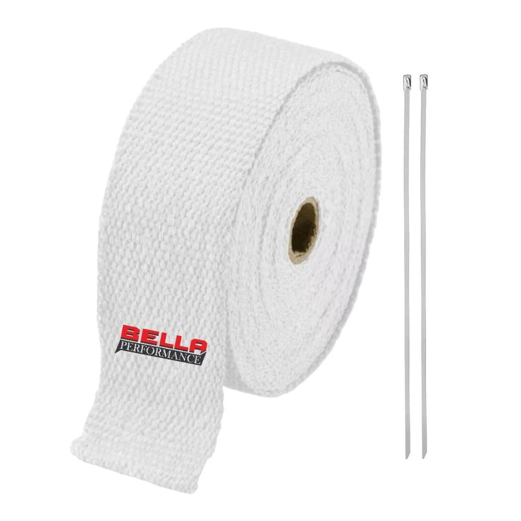 Fita Manta Termica Termotape Branca 3 Metros + 2 Abraçadeiras Para Escapamento Moto Ar condicionado