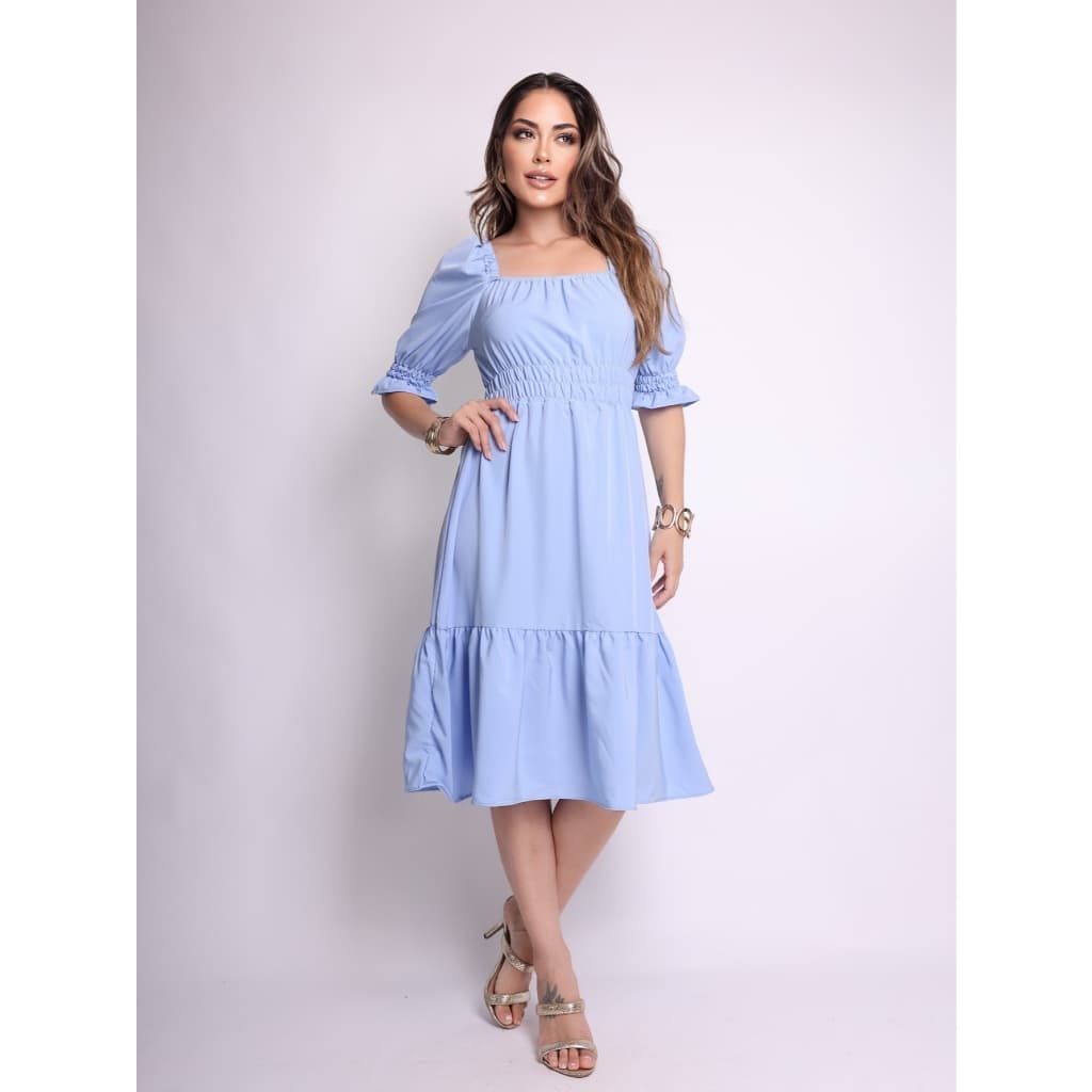 Promoção I Vestido Feminino I Ombro a Ombro  I Vestido Midi MENTA LISO