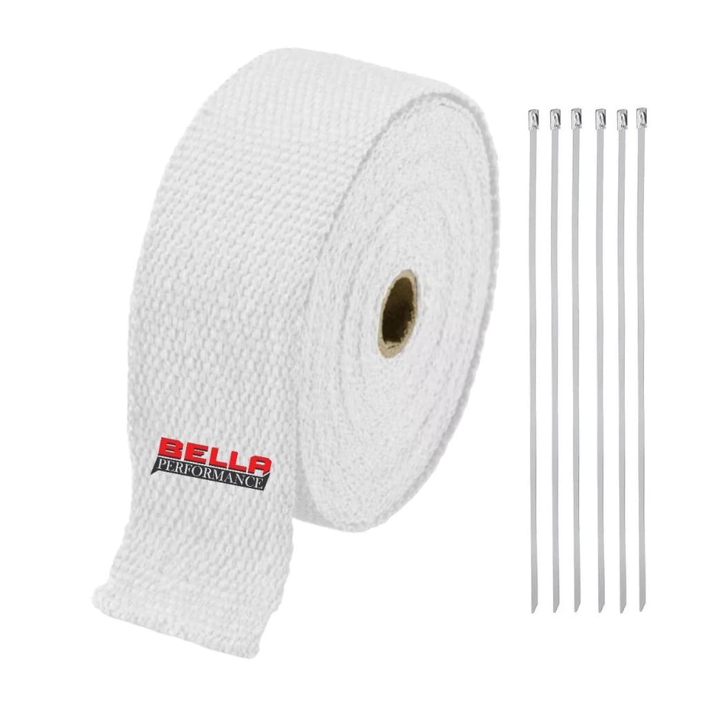 Fita Termica Termotape Branca 10 Metros + 6 Abraçadeiras Para Escapamento Carro Moto Ar condicionado