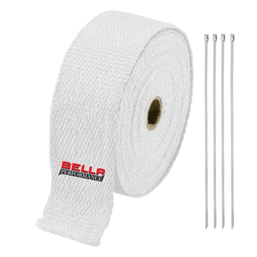 Fita Termica Termotape Branca 10 Metros + 4 Abraçadeiras Para Escapamento Carro Moto Ar condicionado