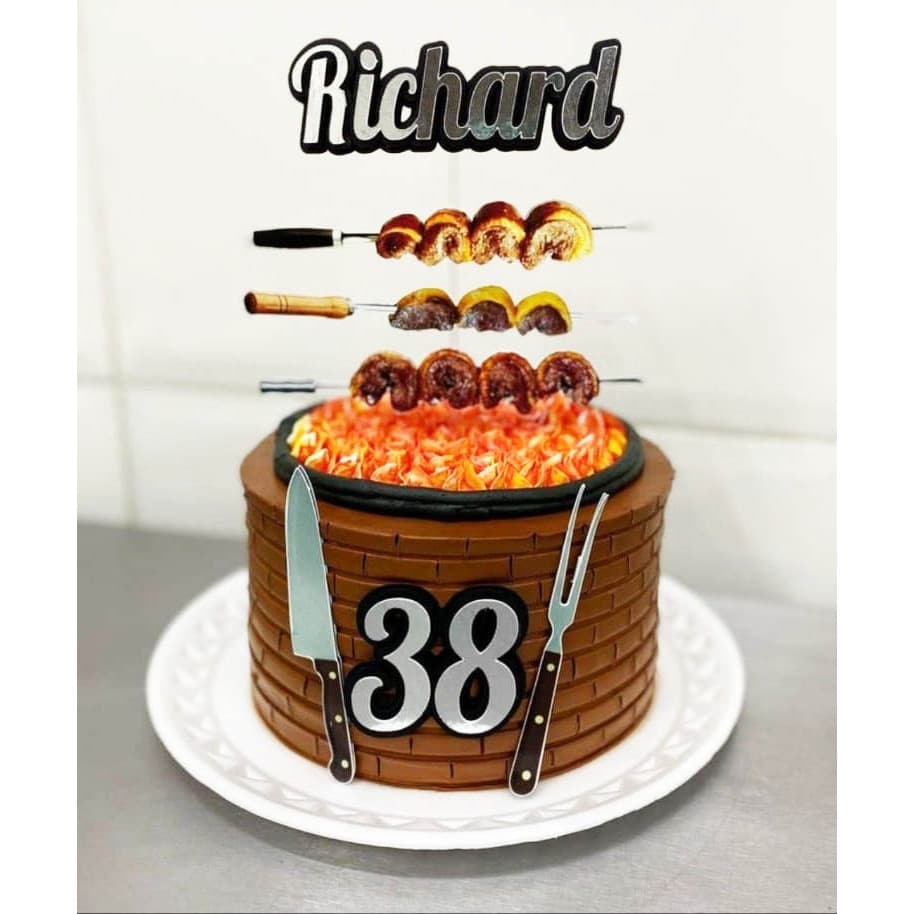 Topo de bolo Churrasco - Topper Churrasco - Personalizado
