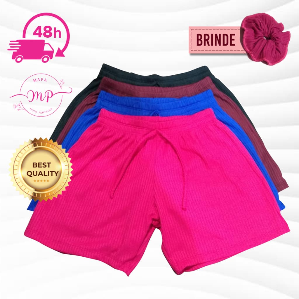 Bermuda Infantil Malha Canelado Shortinho Leve Moda Short Roupa Feminina