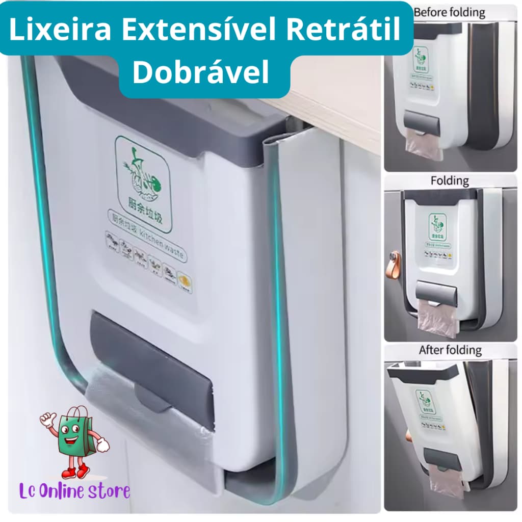 Lixeira Extensível Retrátil Dobrável Para Cozinha, Escritório, Carro, Banheiro, Quarto Cor Sortida