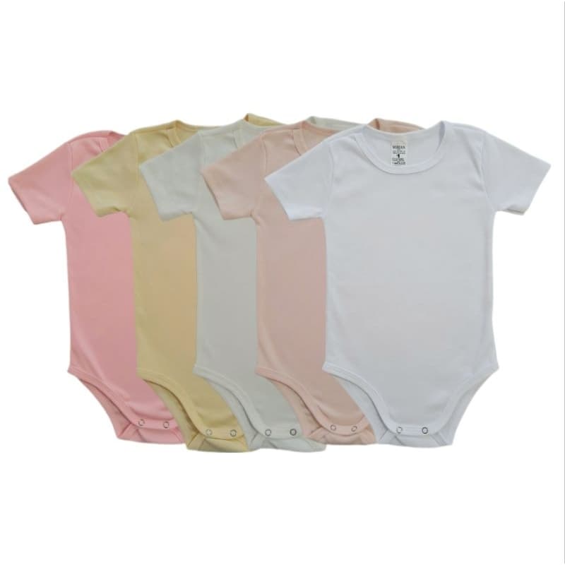 kit body bebe infantil manga curta malha canelada 1,2