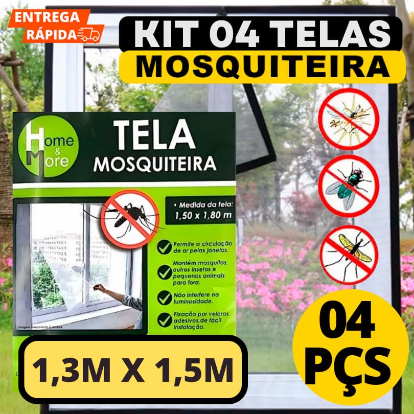 Kit 4 Telas Mosquiteira Para Janelas De Velcro Ajustável Anti-inseto Mosquito Seguro Para Sua Casa