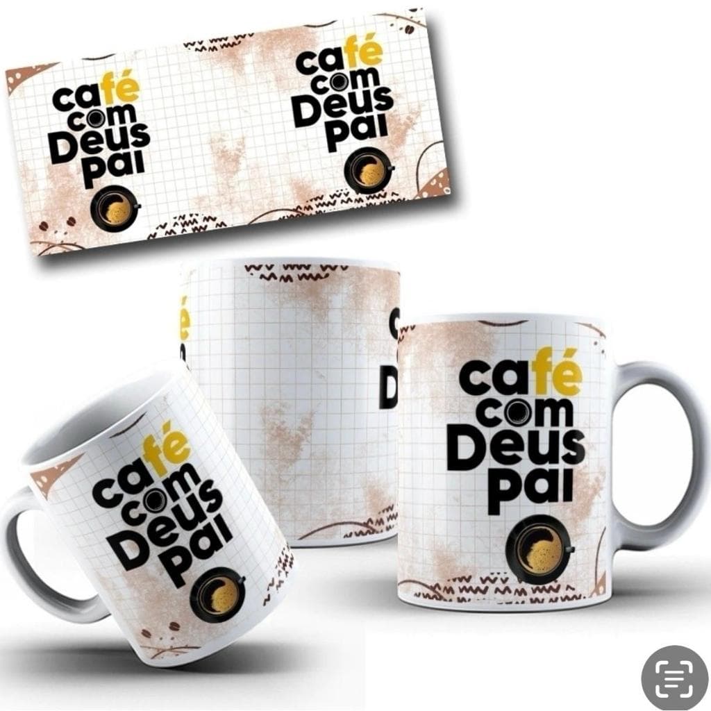 Caneca Porcelana Café com Deus Pai - Com Seu Nome Personalizado
