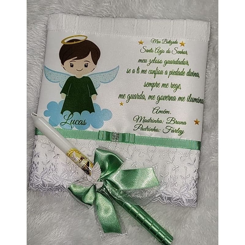 Toalha e Vela para Batizado/ Toalha de batizado /Toalha Batismo /Batizado Anjinho