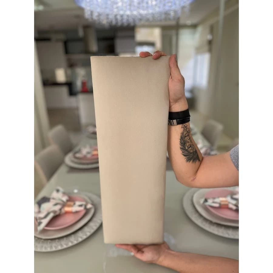 Cabeceira Cama Box Kit C/ 12 Módulos Estofado Adesivo Bege