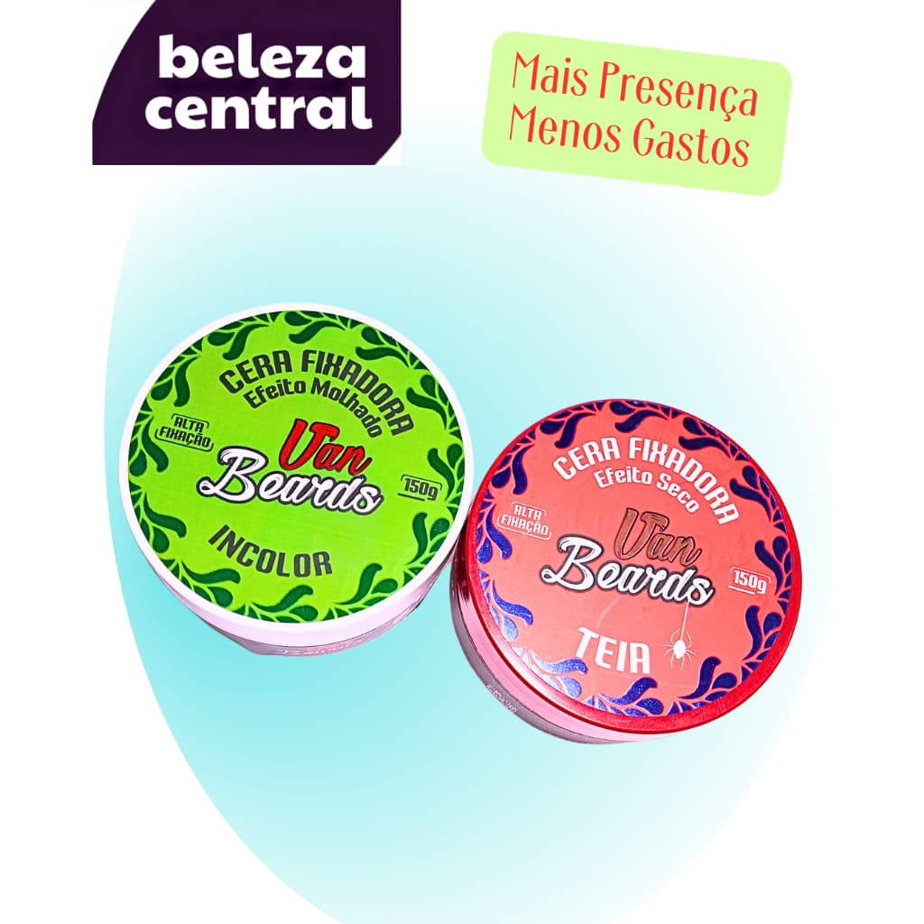 Pomada para Cabelo Van Beards – Kit 2 Modeladoras - Incolor/Efeito Molhado  + Teia/Efeito Seco - 150g