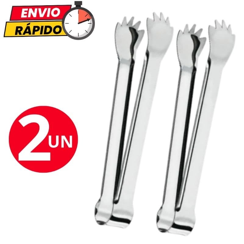 Kit 2 Pegadores de Gelo em Aço Inox Para Casa Cozinha Restaurante Buffet Bar