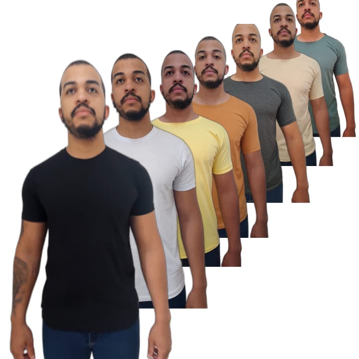 Camiseta Básica Masculina Lisa 100% Algodão Fio 30.1 Penteado