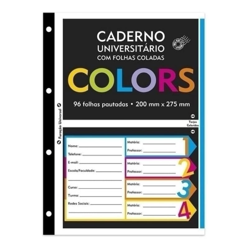 Caderno Universitário 4 furos Colors 96fl - Spiral
