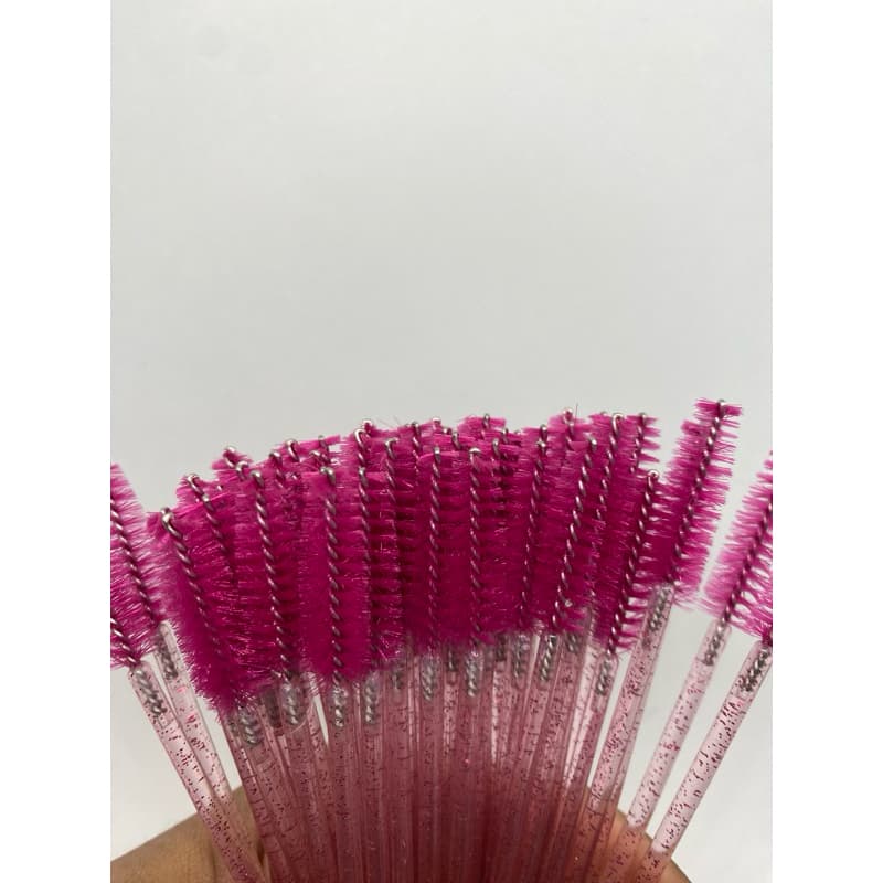 50 Escovinhas Extensão de Cílios e Sobrancelhas Rosa escuro com glitter