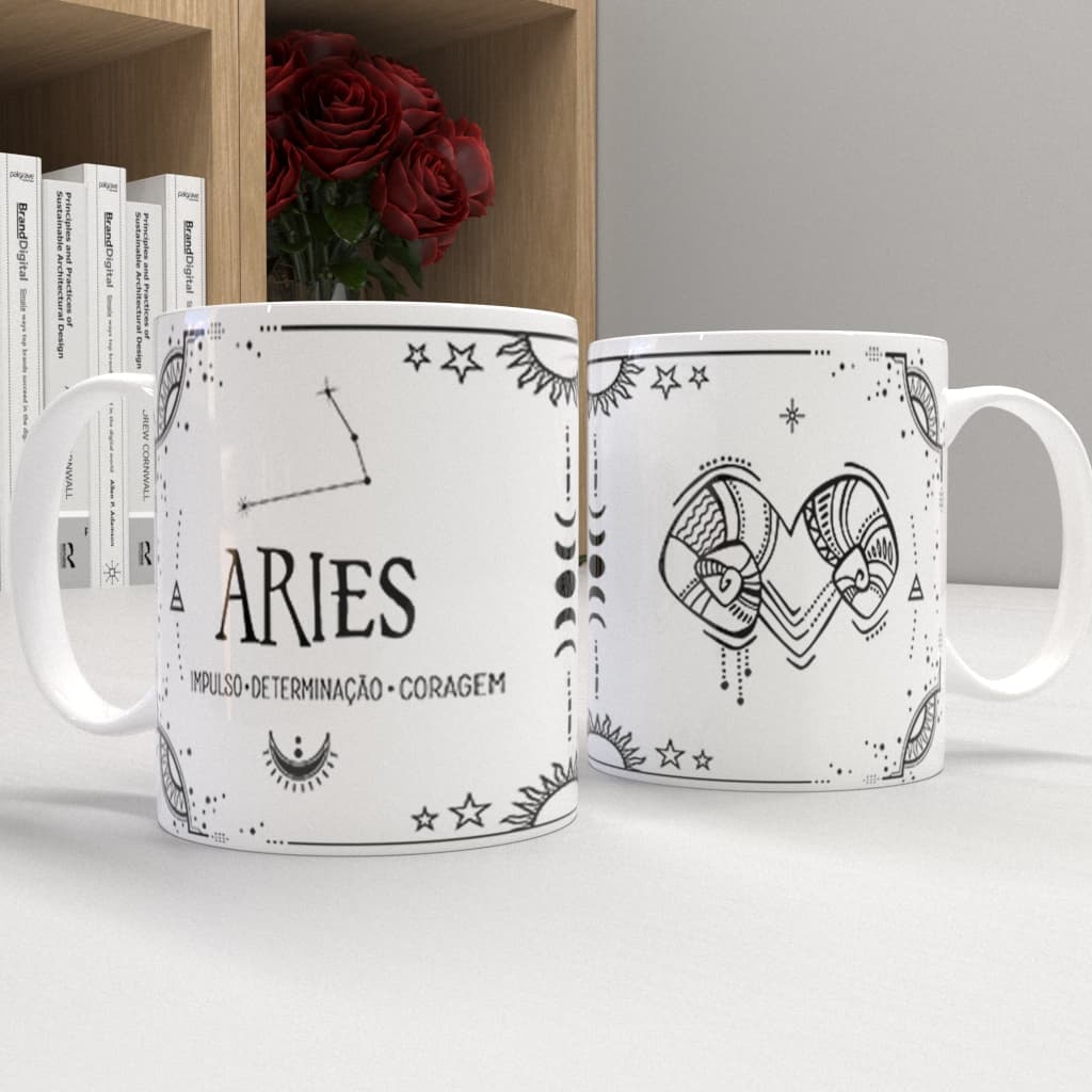 Caneca de porcelana personalizada - zodíaco - Signo Áries