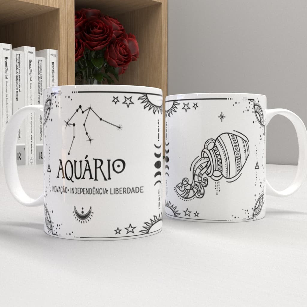 Caneca de porcelana personalizada - zodíaco - Signo Aquário