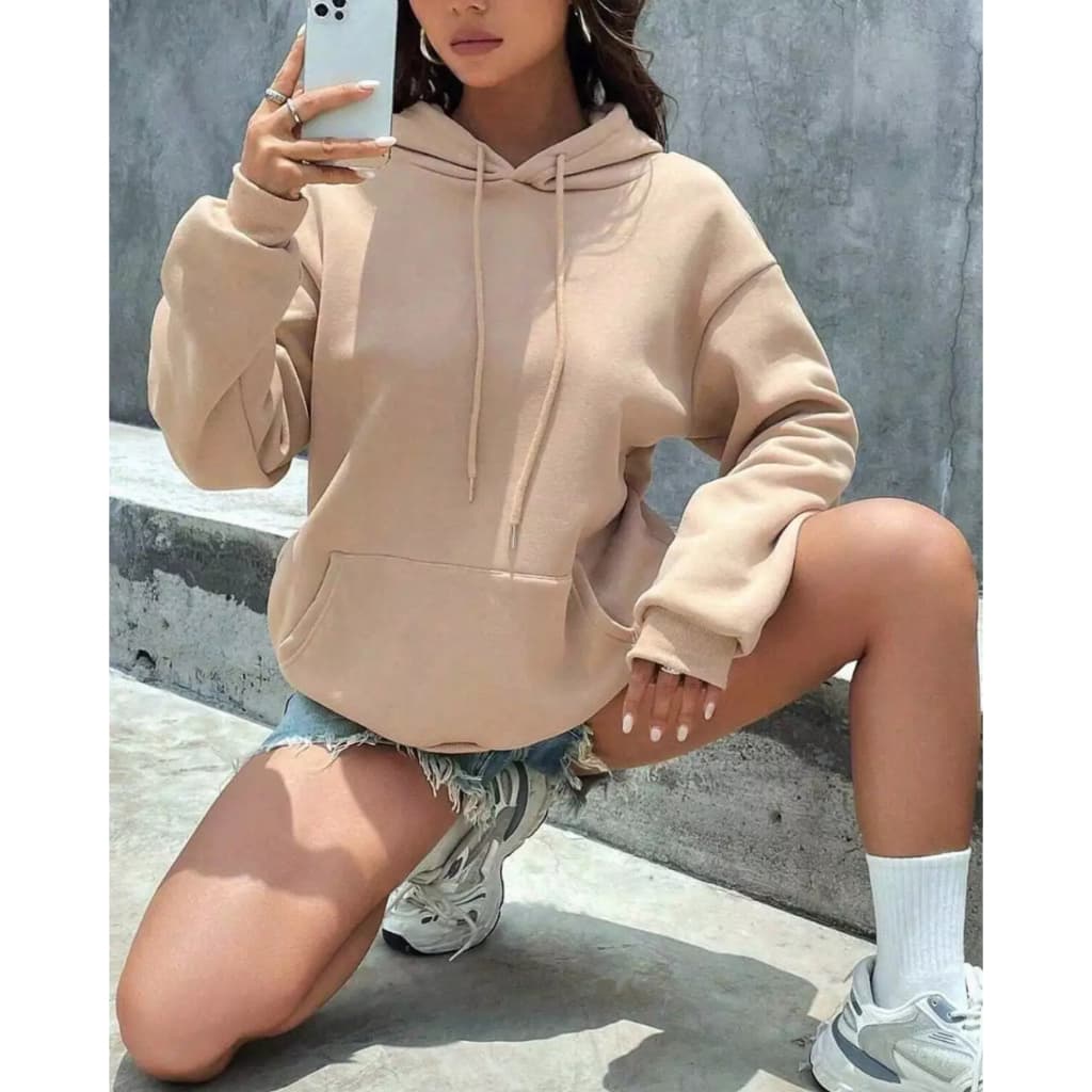 Moletom Feminino Canguru Com Capuz Blusa de Frio Casaco Blusao Inverno
