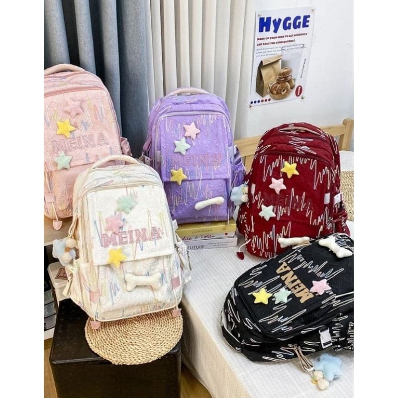 Mochila escolar estudante universitária estrela fofa de estudante