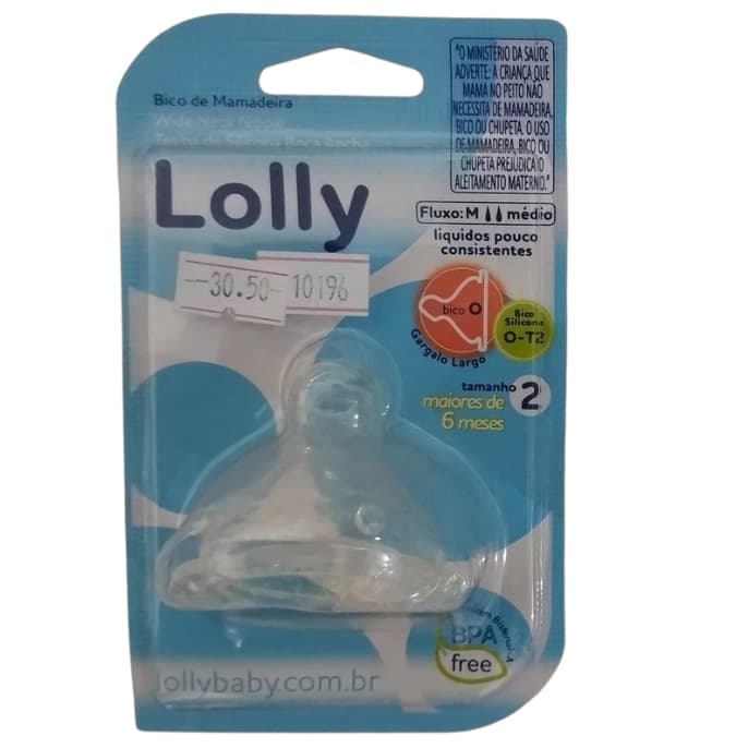Bico de mamadeira Lolly ortodôntica 100% silicone tamanho 2