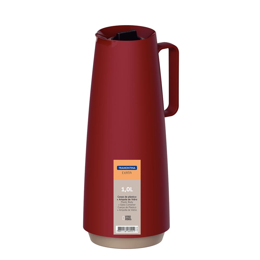 Bule Térmico Exata Vermelho com Ampola de Vidro 1 L - Tramontina