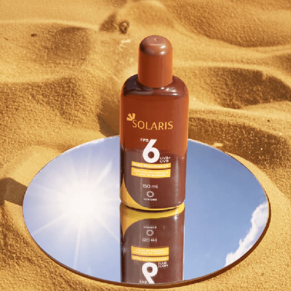 Bronzeador FPS 6 Proteção UVA e UVB Bronzeado Natural Óleo de Cenoura e Girassol Brilho e Hidratação