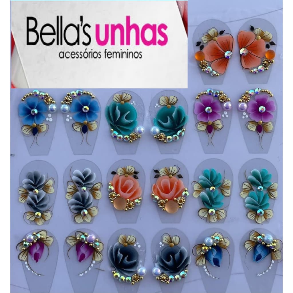 144 adesivos de unhas artesanais super luxo, pedrarias,  jóias para unha, adesivos para unha