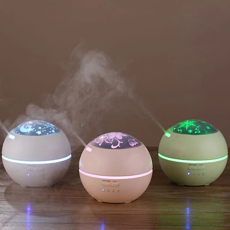 Umidificador de Ar Aromatizador de Ambientes Difusor de Óleos Essenciais Com Luz Led