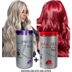 Kit 2 Máscara Matizadora Marsala vermelho cereja + Loiros Platinados Brancos Tonalizante matizador