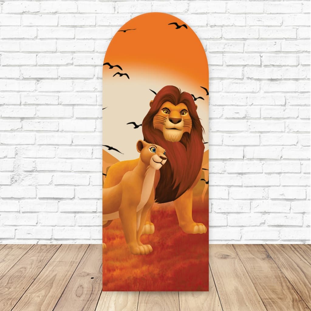 Capa para Painel Romano Arredondado Rei Leão 2,20mx1,50m Com Elástico Decorativa Sublimada