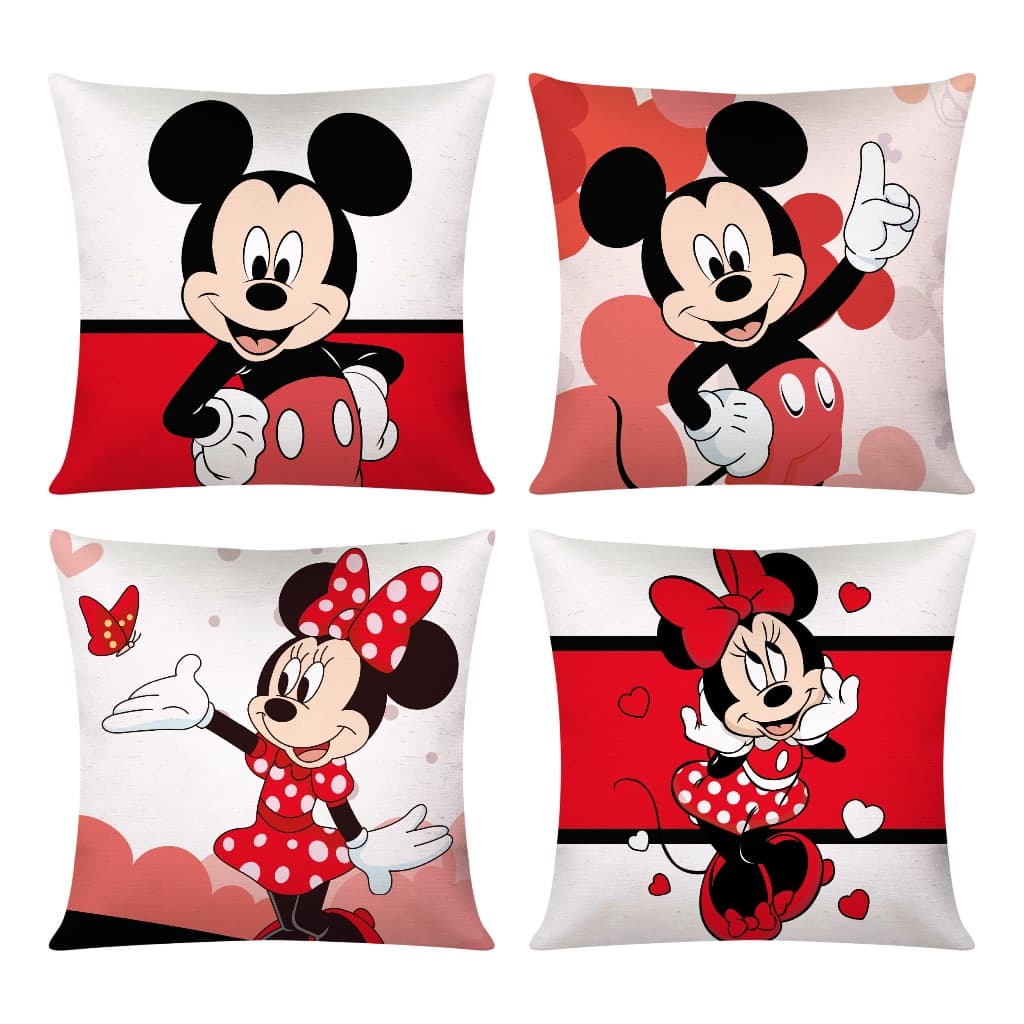 Kit c/ 4 Capas de Almofada Decorativas Modern Print Personagens 45x45 - Mickey 001