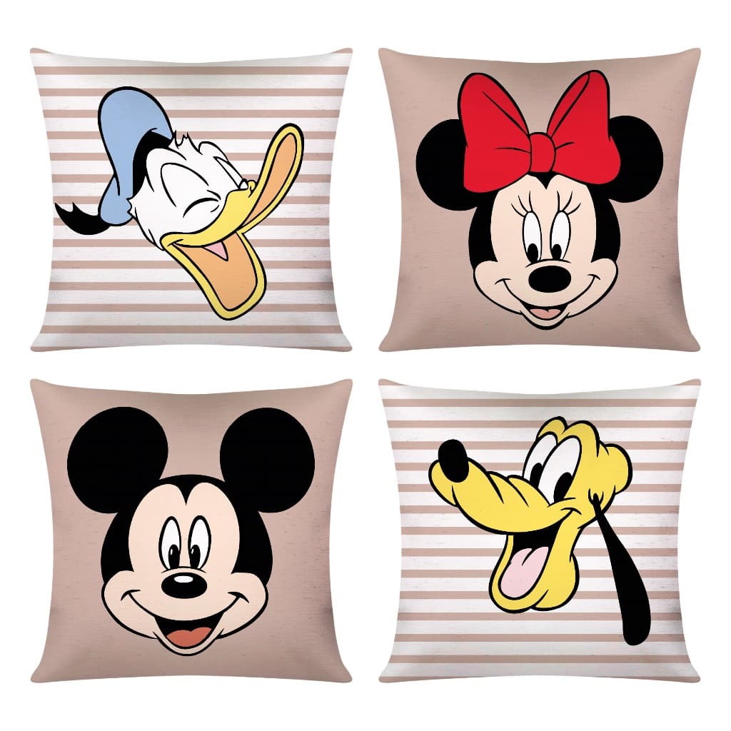 Kit c/ 4 Capas de Almofada Decorativas Modern Print Personagens 45x45 - Mickey 003