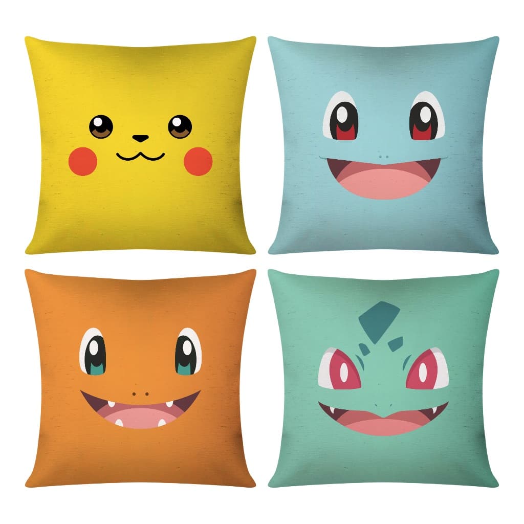 Kit c/ 4 Capas de Almofada Decorativas Modern Print Personagens 45x45 - Pokémon