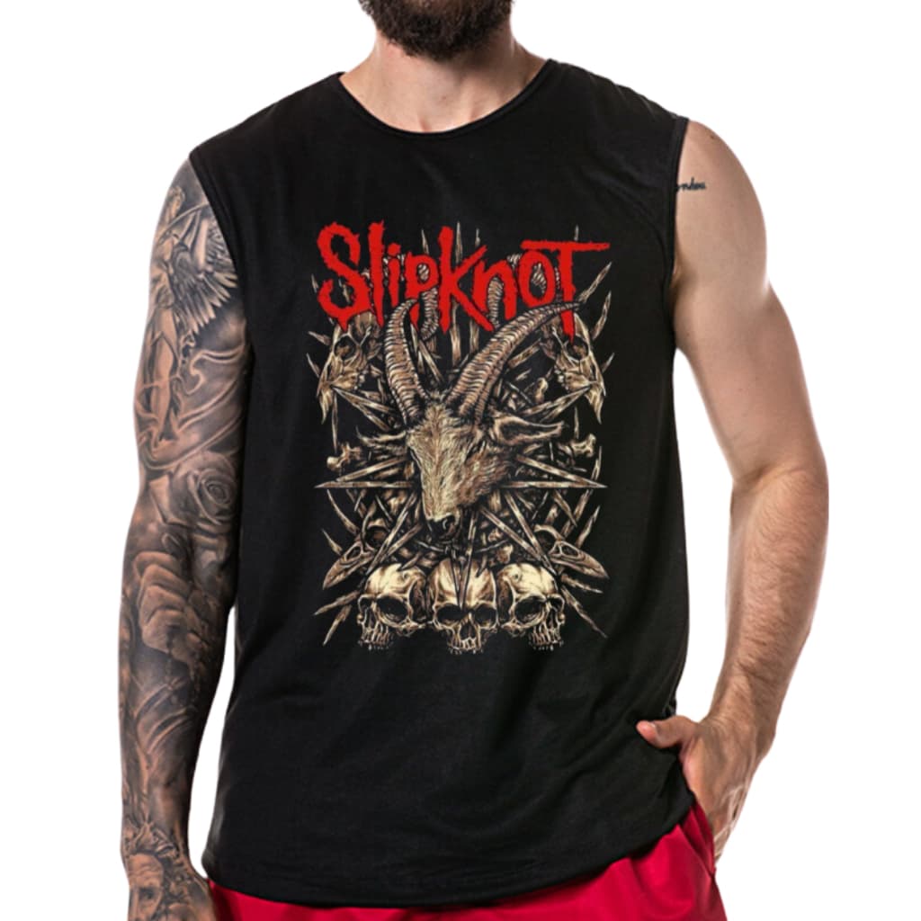 Regata Machão Slipknot Rock Camisa Longline Masculina Estampada