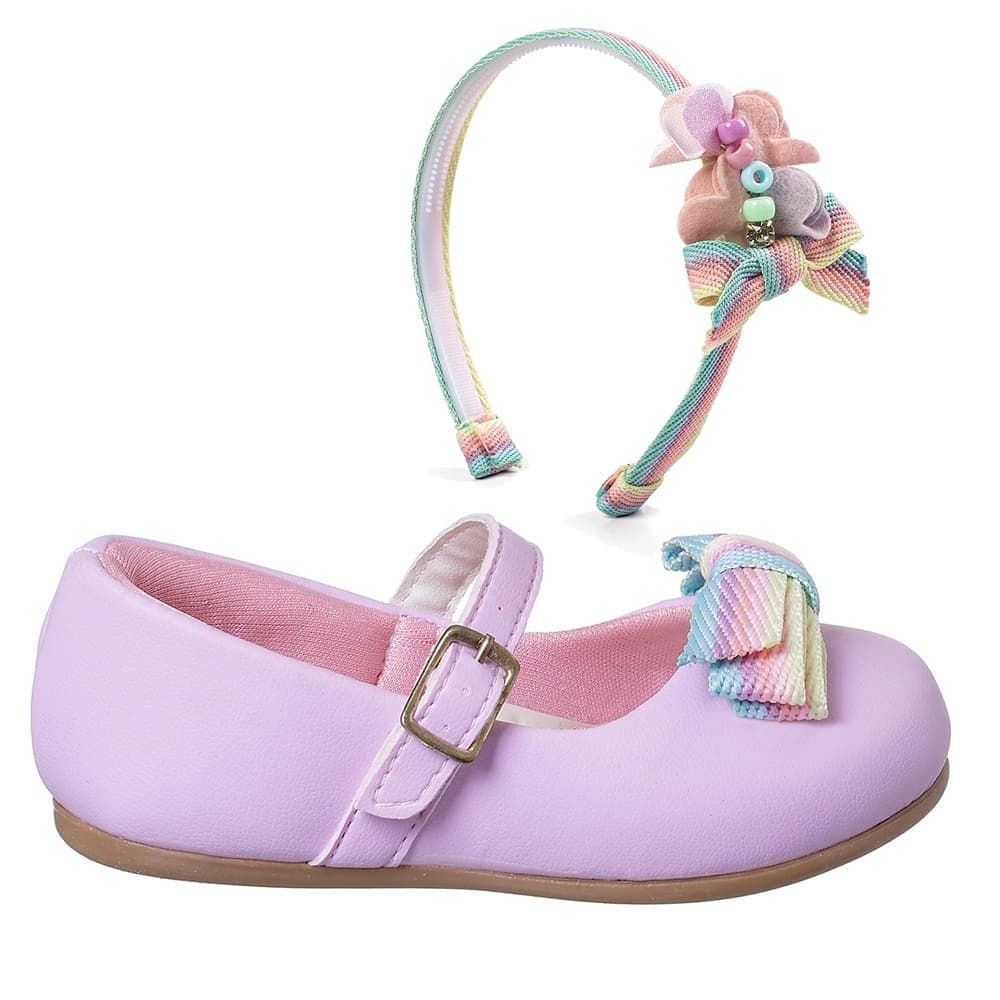 Kit Sapatilha Infantil Feminina Menina Unicórnio Fantasia Verão Formal Festa Promoção Sapato Menina