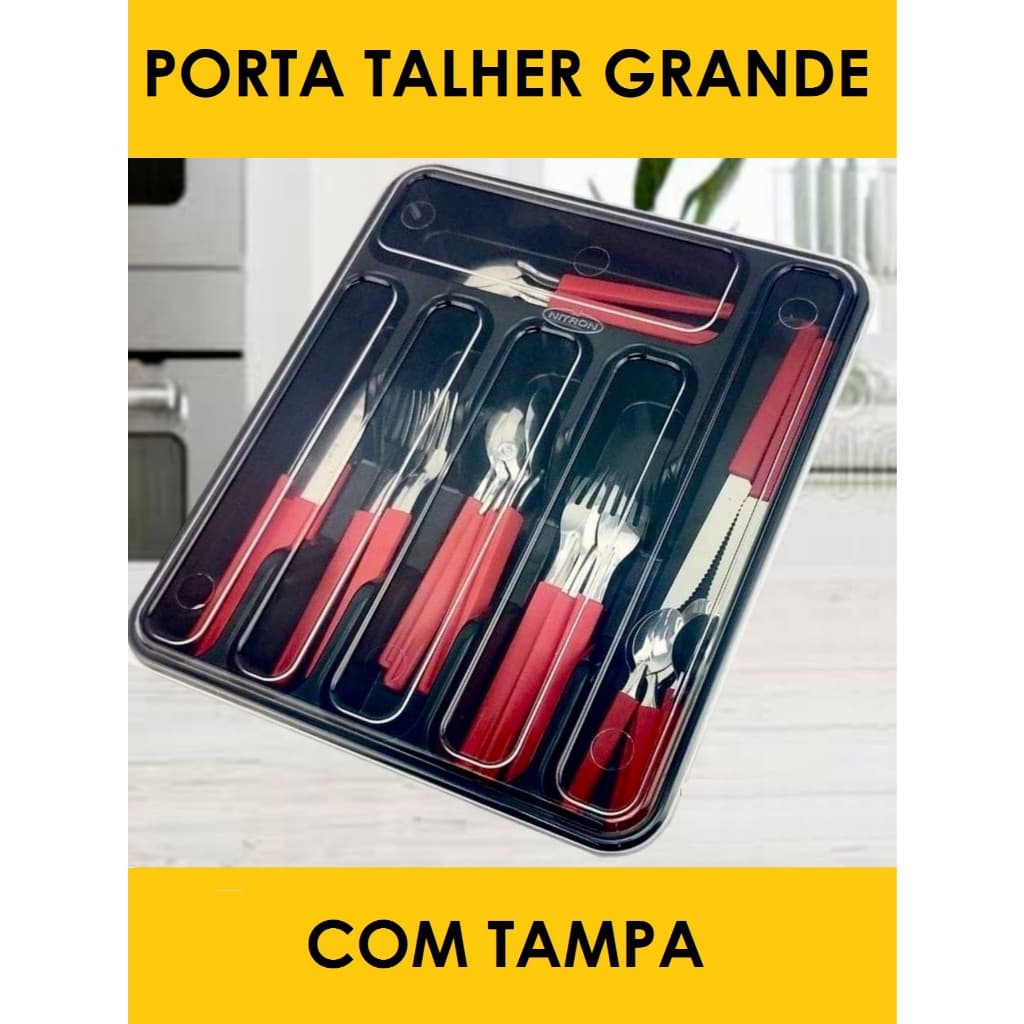 Porta Talher com Tampa p/ Gaveta ou Mesa com 5 DIVISÓRIAS