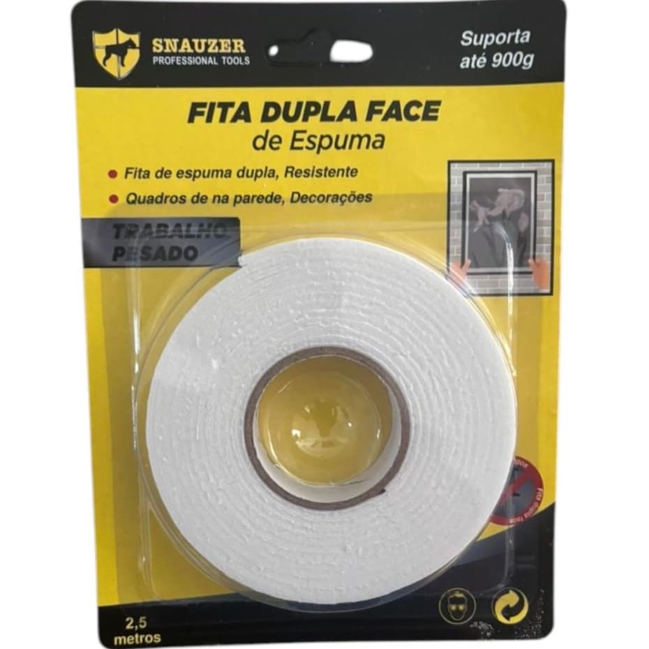 Fita Banana Adesiva de Espuma Dupla Face 15mm x 2,5m Profissional Barato