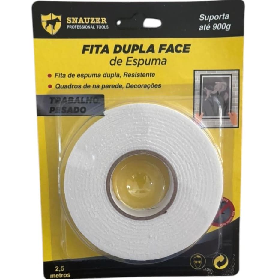 Fita Banana Adesiva de Espuma Dupla Face 15mm x 2,5m Profissional