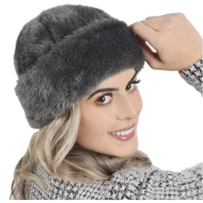 Gorro De Pelinho Pelo Sintético Gorro Touca de Inverno
