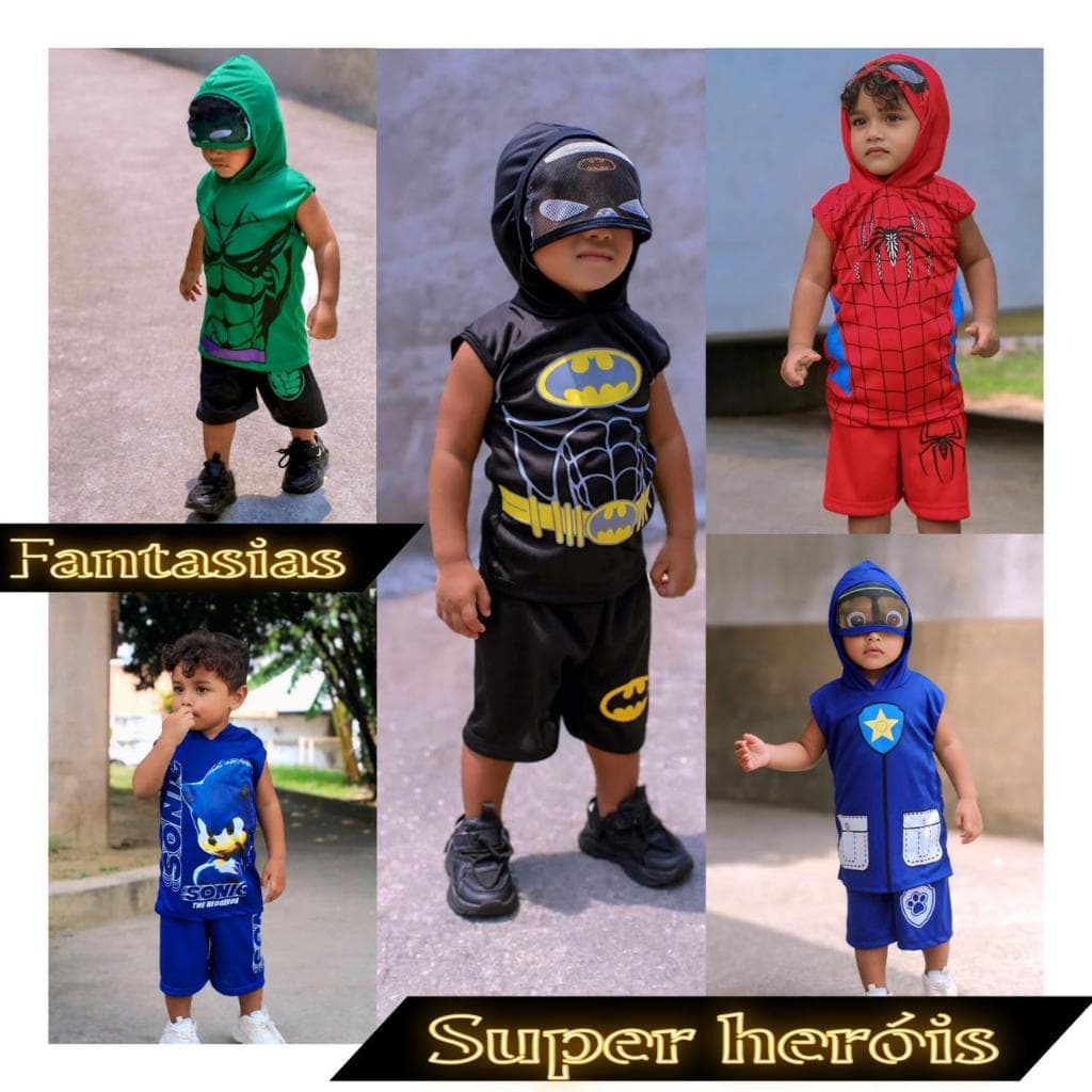 Conjunto Infantil Temático Para Menino Fantasia Camisa + Short de Personagem