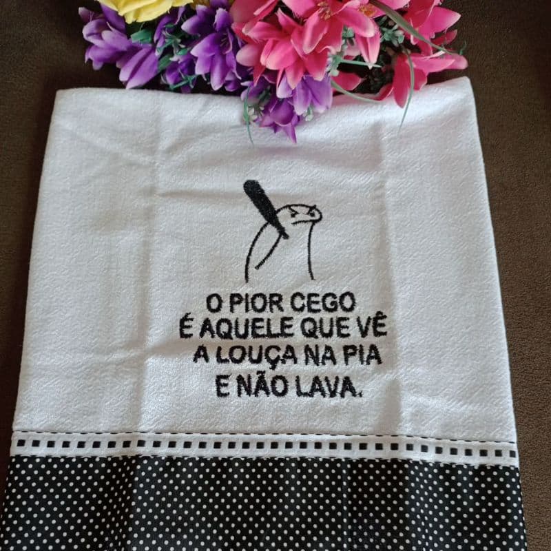 Pano de Prato Guardanapo Bordado 100% Algodão