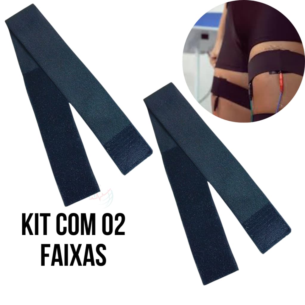 Cinta Faixa Elástica Fixação Eletrodos Velcro 60cm 80cm Fixação Kit 2