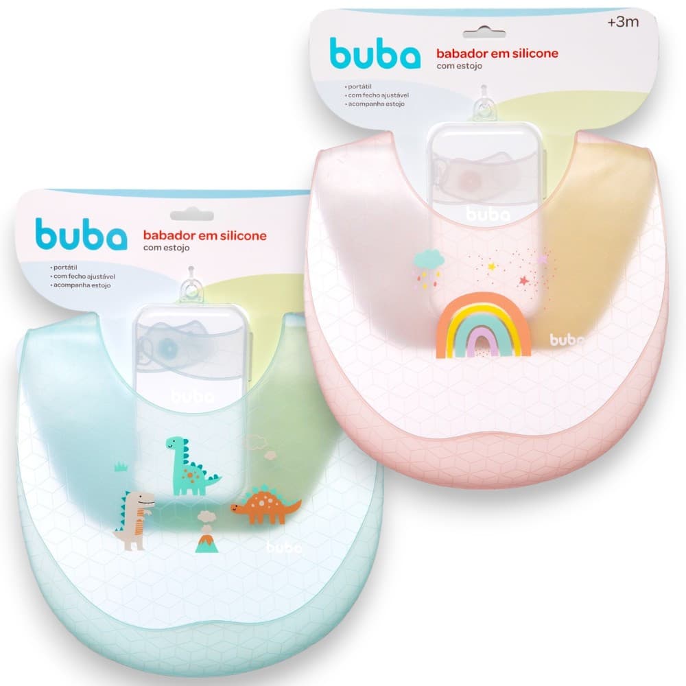 Babador pega migalha em silicone com estojo - Buba