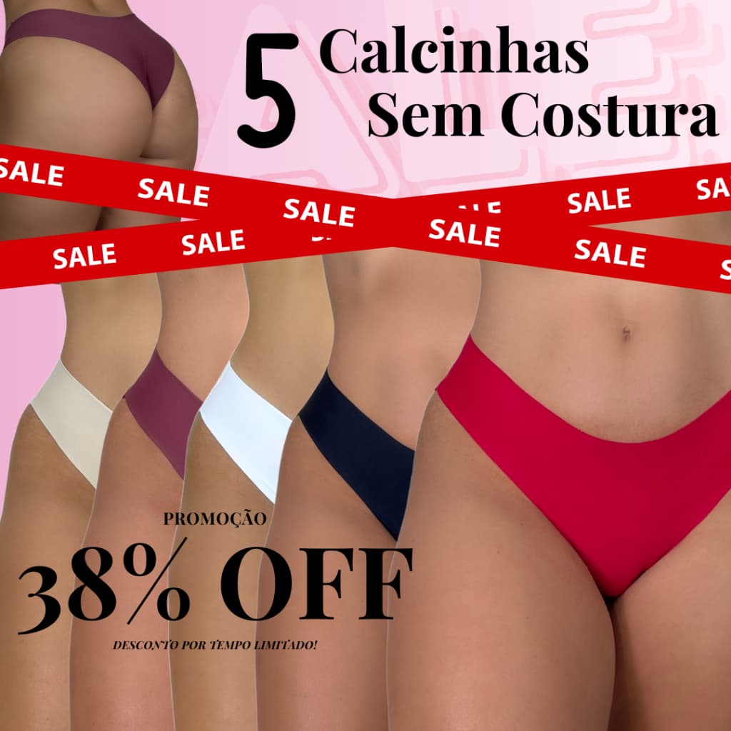 Kit 5 Calcinhas Sem costura Tanga Corte a Laser Conforto