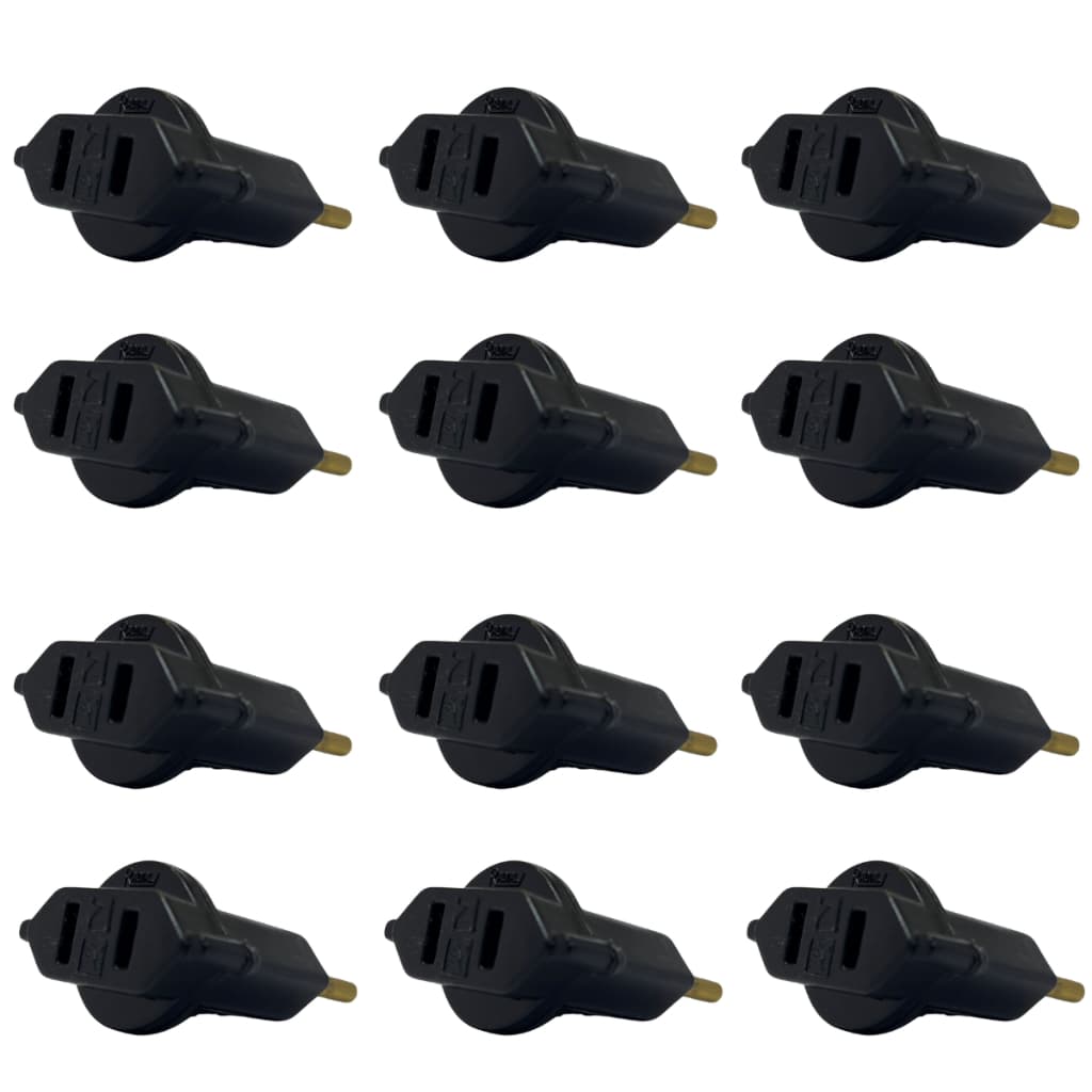 Kit 12x Adaptador De Tomada 10a Pino Chato Para Redondo