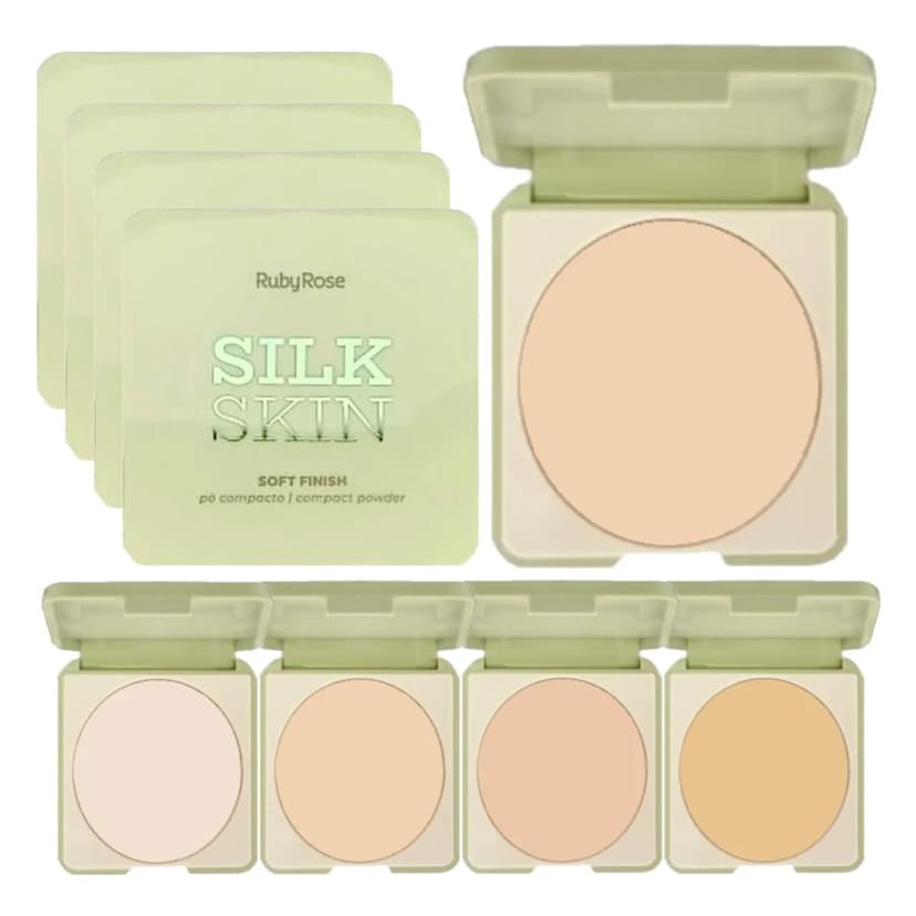 Pó Compacto Facial Compact Powder Facial Ultrafino Silk Skin 9,5g - HBT14004