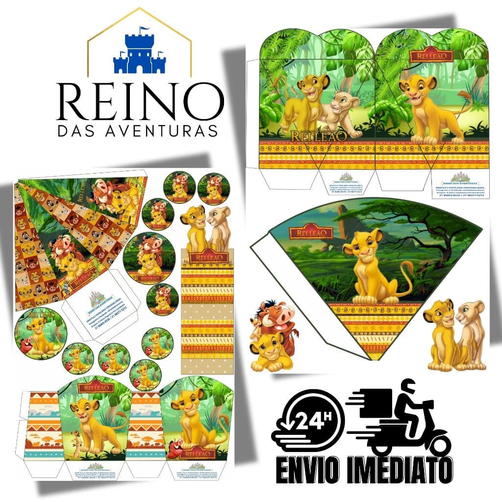 EEnvio imediato - TEMA O REI LEÃO SIMBA DESENHO Kit 85 ou 170 Lembrancinha Festa de Aniversário (sem nome)