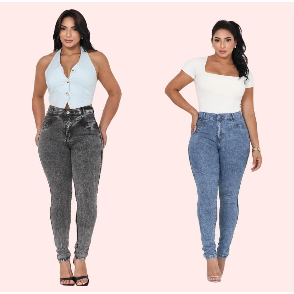 Kit com 2 Calças Jeans Femininas com Lycra