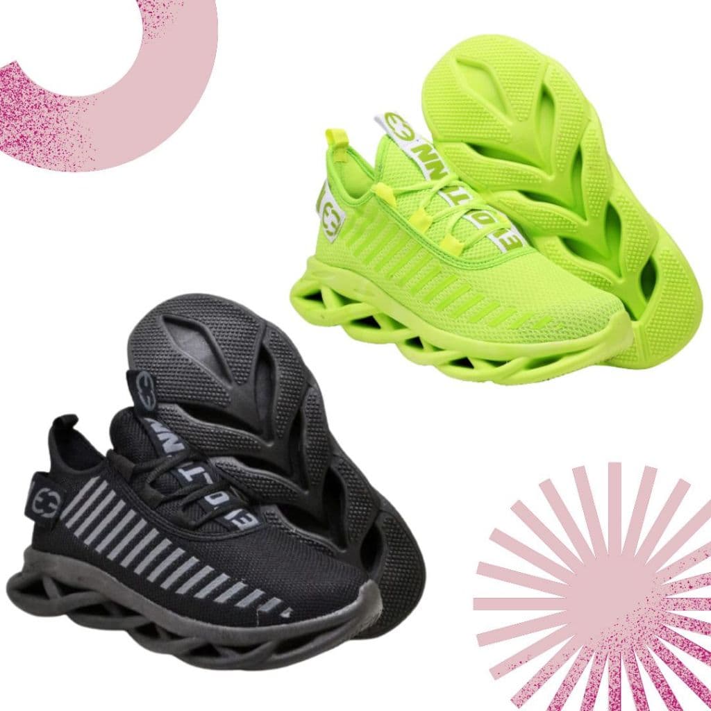 Kit com 2 Tênis Esportivo Feminino Sola Trança Leve Casual Black e Verde Confort Ideal Para Treinos