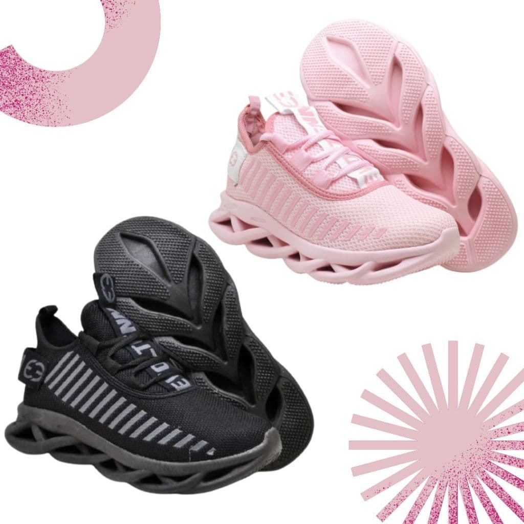 Kit com 2 Tênis Esportivo Feminino Sola Trança Leve Casual Black e Rosa Confort Ideal Para Treinos