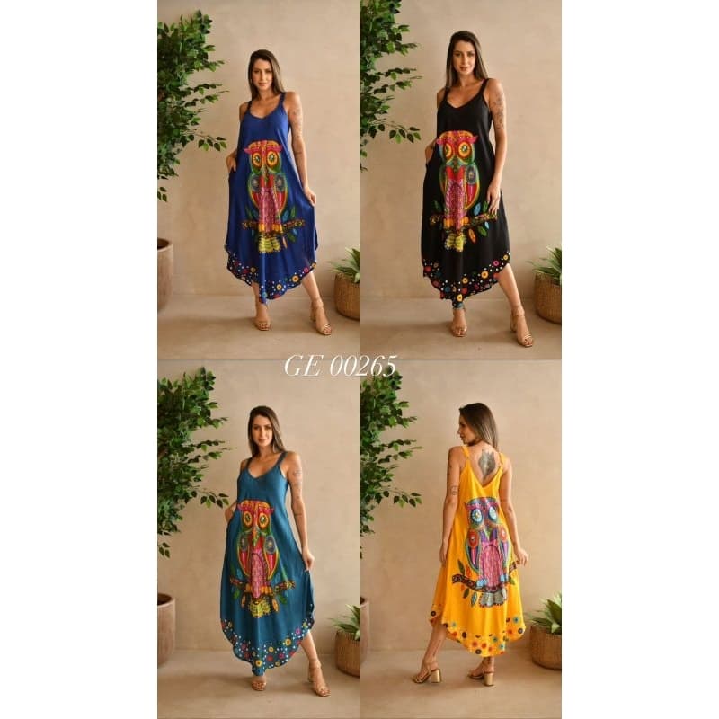 Vestido Trapézio Plus Size Alça Estampa Floral