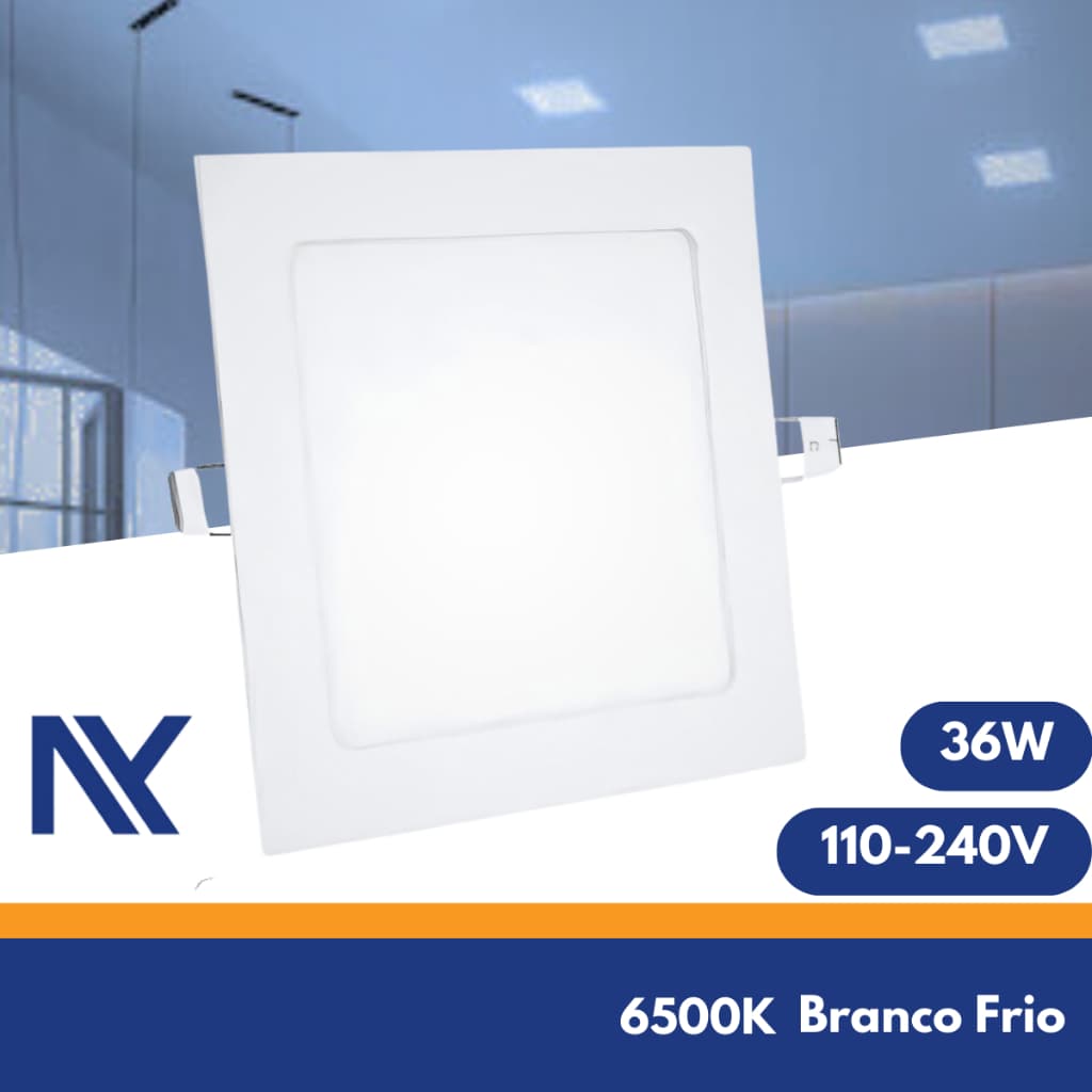 Kit 2 Luminária Led Plafon Any 36w 40x40cm Embutir Branco Frio